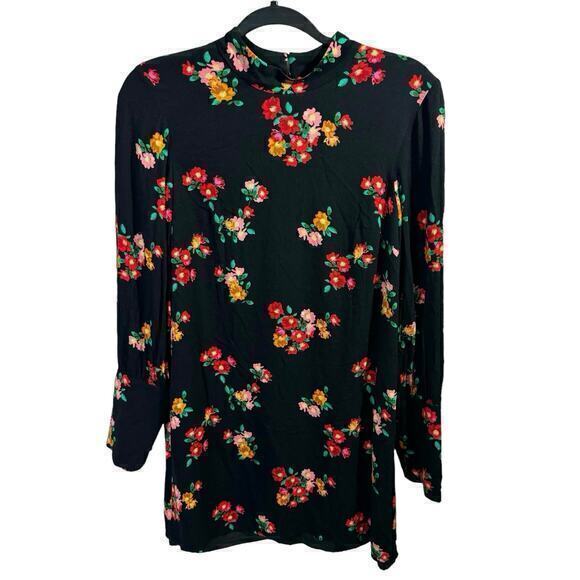 Zara Long Sleeve Floral Dress Black Size M‎ - Picture 3 of 8